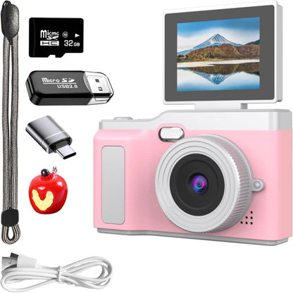 Digital Camera, Digital Camera with Flip Screen Portable Camera (Pink)