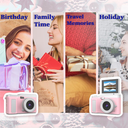 Digital Camera, Digital Camera with Flip Screen Portable Camera (Pink)