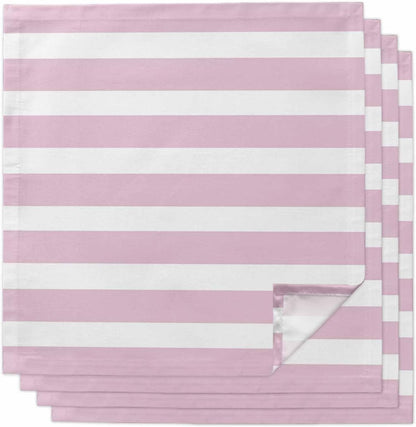 Cloth Napkins Set of 4, Modern Striped Lines Dinner Napkins Soft Absorbent Table Napkin for Home Cocktail Party Wedding, Pink and White