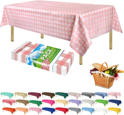 Premium Plastic Table Cloth Disposable 54" x 108" 6 Pack