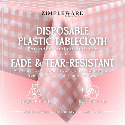 Premium Plastic Table Cloth Disposable 54" x 108" 6 Pack