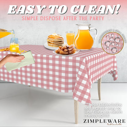 Premium Plastic Table Cloth Disposable 54" x 108" 6 Pack