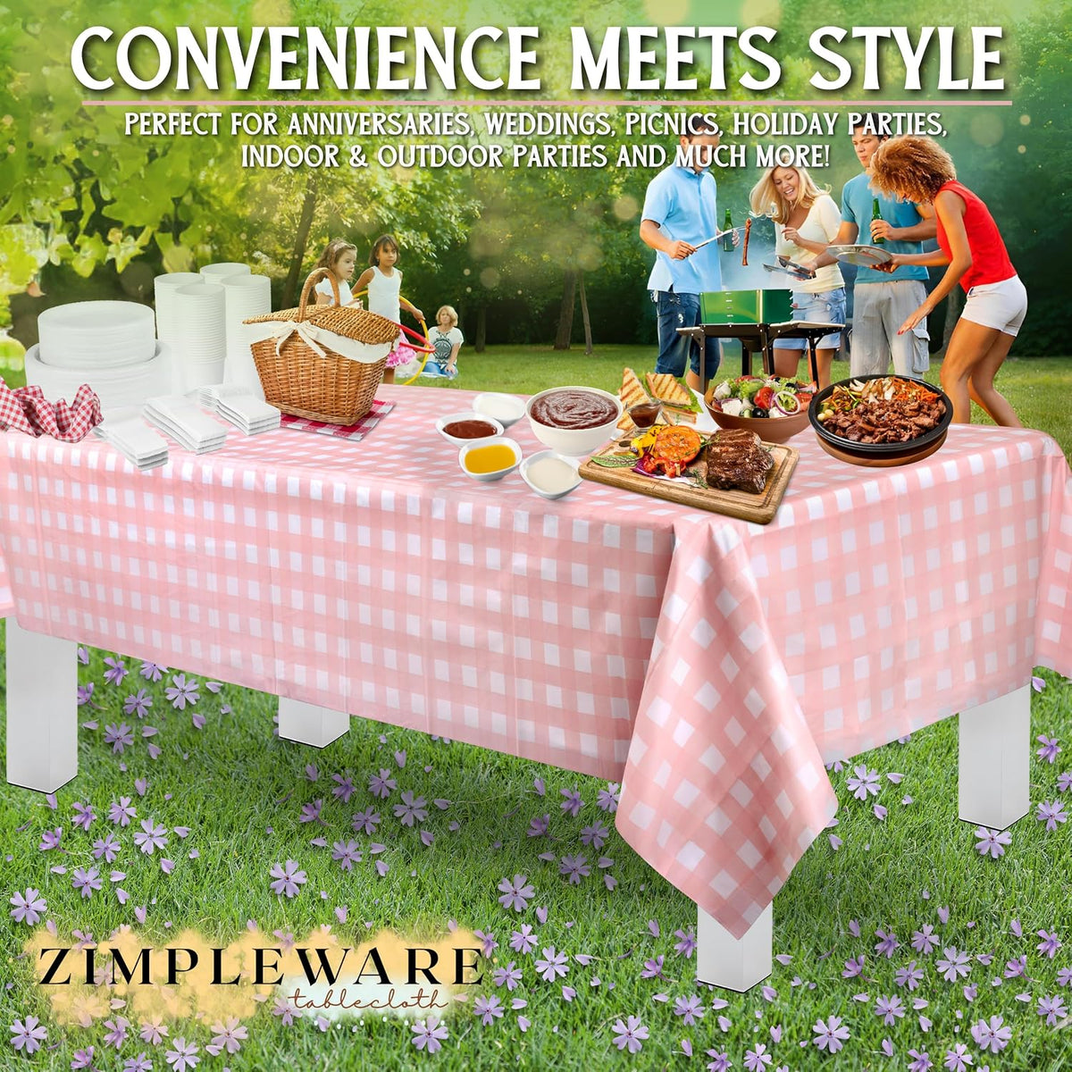 Premium Plastic Table Cloth Disposable 54" x 108" 6 Pack
