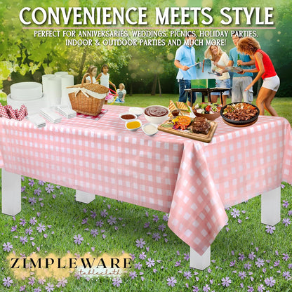 Premium Plastic Table Cloth Disposable 54" x 108" 6 Pack