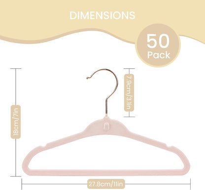 Baby Velvet Hangers, Felt Toddler Hangers, 11", Pink, 50 Pack