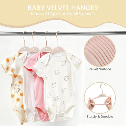Baby Velvet Hangers, Felt Toddler Hangers, 11", Pink, 50 Pack