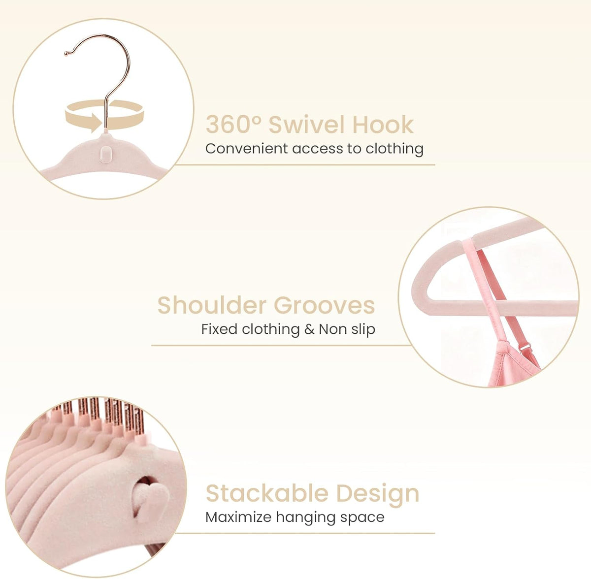Baby Velvet Hangers, Felt Toddler Hangers, 11", Pink, 50 Pack