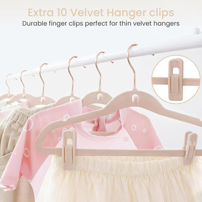Baby Velvet Hangers, Felt Toddler Hangers, 11", Pink, 50 Pack