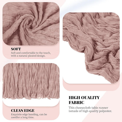 3 Pack Dusty Pink Cheesecloth Table Runner, 17 x 108 Inch, Gauze Cheese Cloth Table Runner Rustic Sheer Runner for Wedding Birthday Party Baby Shower Table Decor(Dusty Pink)