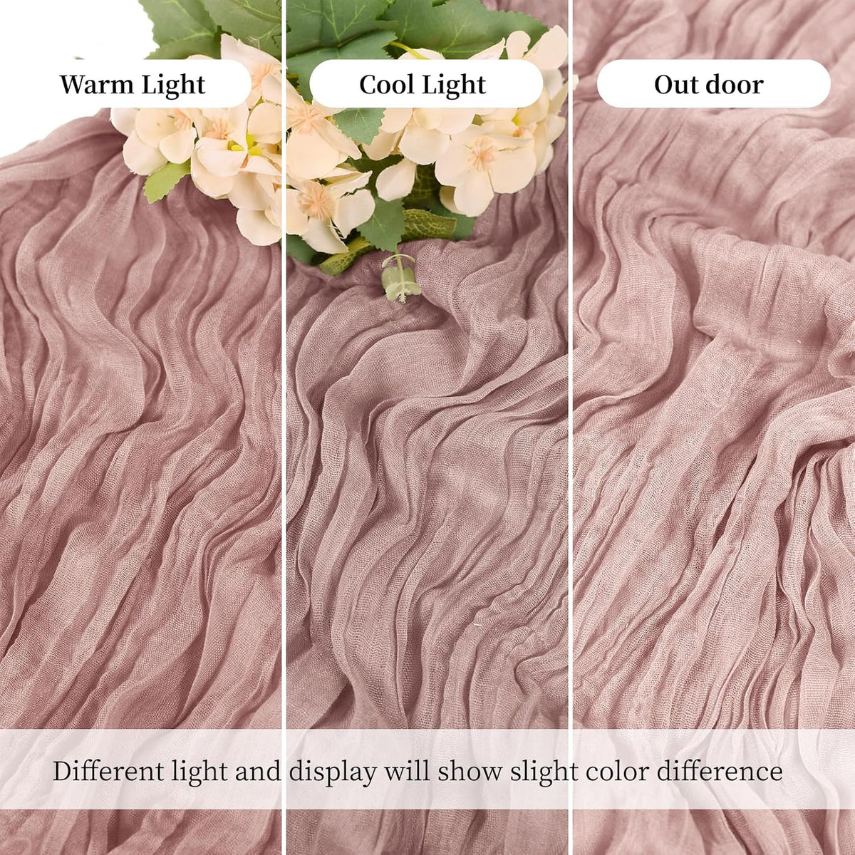 3 Pack Dusty Pink Cheesecloth Table Runner, 17 x 108 Inch, Gauze Cheese Cloth Table Runner Rustic Sheer Runner for Wedding Birthday Party Baby Shower Table Decor(Dusty Pink)