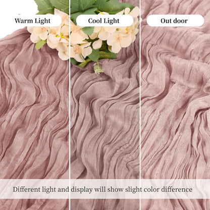 3 Pack Dusty Pink Cheesecloth Table Runner, 17 x 108 Inch, Gauze Cheese Cloth Table Runner Rustic Sheer Runner for Wedding Birthday Party Baby Shower Table Decor(Dusty Pink)