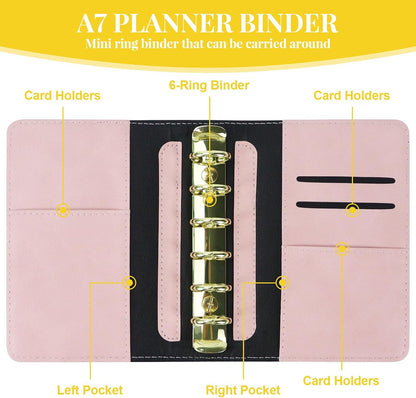 A7 Pocket Refillable Planner Small Binder Notebook 6 Ring 4.5"x5.7"