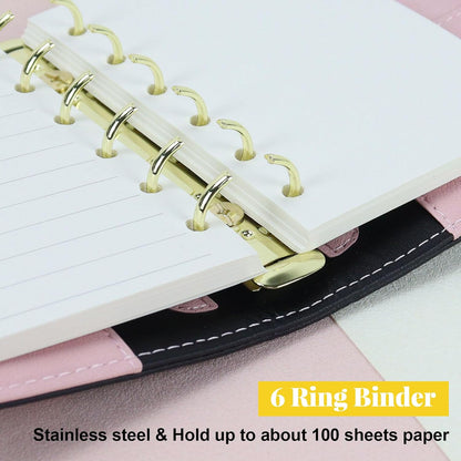 A7 Pocket Refillable Planner Small Binder Notebook 6 Ring 4.5"x5.7"