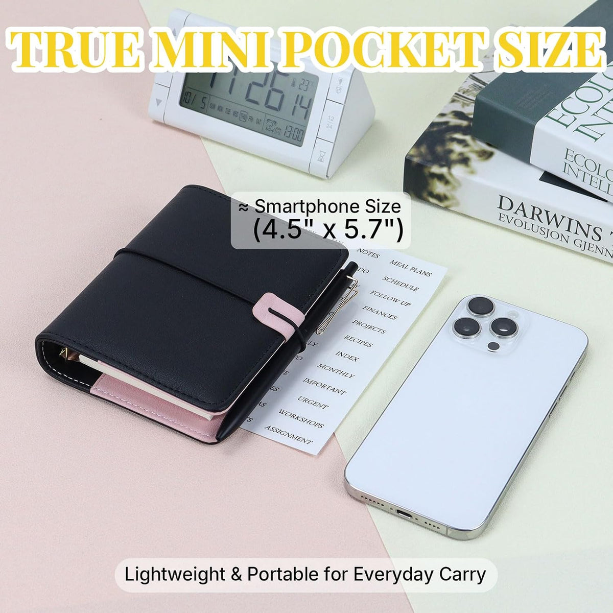 A7 Pocket Refillable Planner Small Binder Notebook 6 Ring 4.5"x5.7"