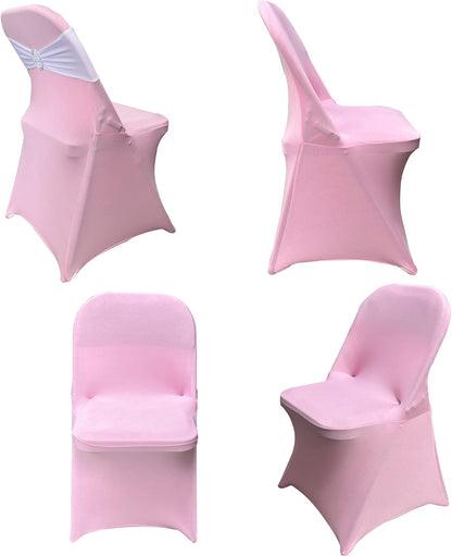 Folding Chair Covers for Wedding, 10pcs Pink