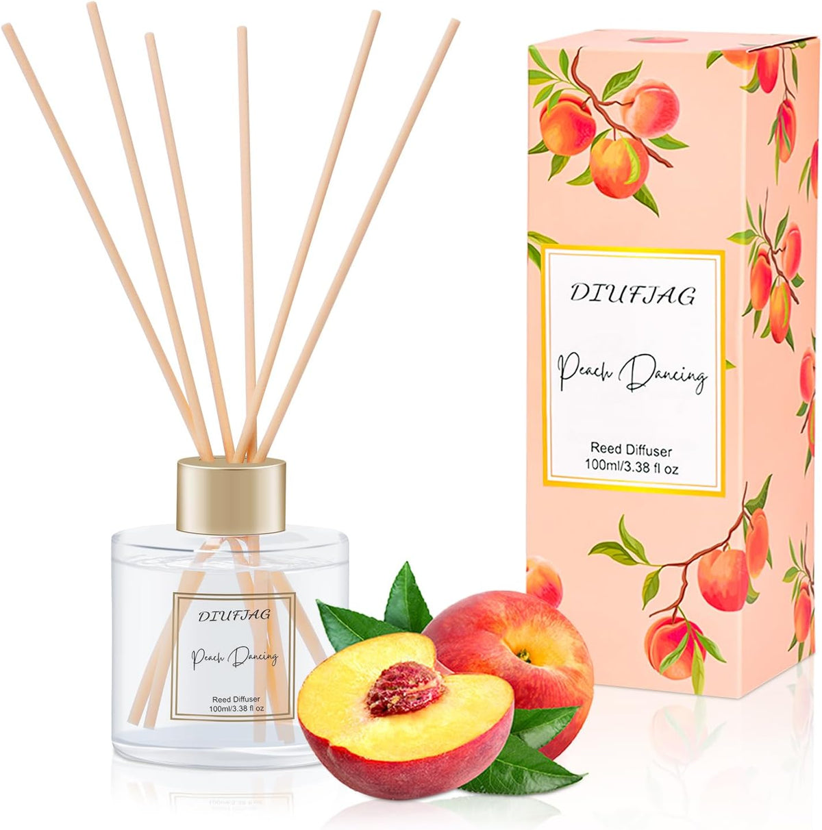 100ml Scent Diffuser with 6 Fiber Sticks, 3.5 oz Reed Diffuser Set