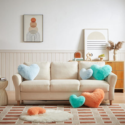 EastTree Heart Pillows, Pink Orange Heart Shaped Pillows, Love Throw Pillows Gifts, Ultra Soft Faux Rabbit Fur Small Cute Pillows, Women Girls Kid Room Decor 10x13 Inch