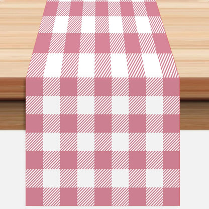 Pink and White Buffalo Plaid Table Runner 13x72 Inch