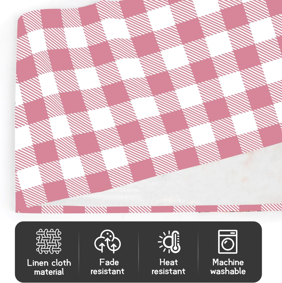 Pink and White Buffalo Plaid Table Runner 13x72 Inch