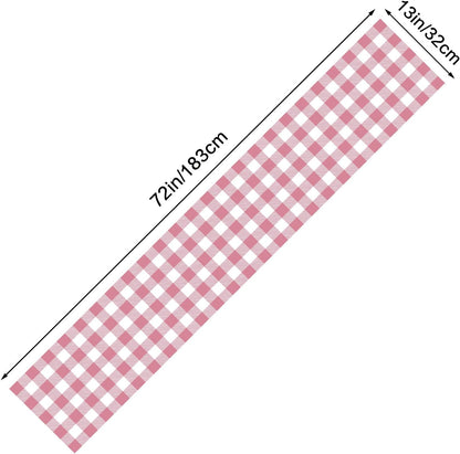 Pink and White Buffalo Plaid Table Runner 13x72 Inch