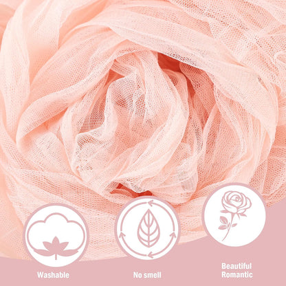 Coral Peach Spring Summer Cheesecloth Table Runner 35 x120 inches Rustic Gauze Boho Cheese Cloth Table Runner for Wedding Bridal Shower Baby Decoration