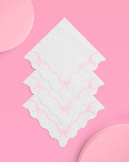 xo, Fetti Pink Bow Napkins - 3-ply, 25 pcs | Baby Shower Decorations, Spring Girl Birthday, Girls Just Wanna Be One, Tying the Knot Party Favors, Coquette Graduation, Bachelorette Decor