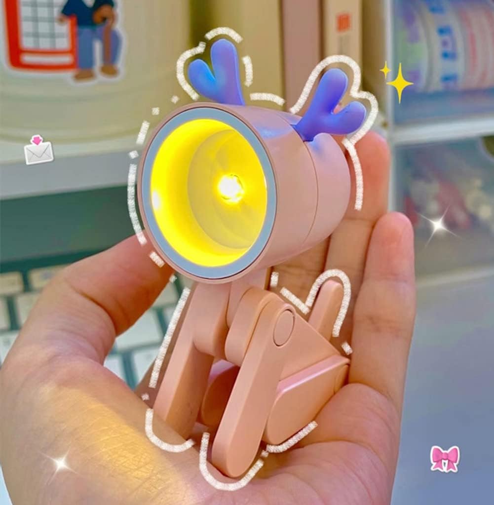 Cute Night Light for Kids, Mini Led Table Desk Lamp, Decorative Lamp Indoor Nightstand, Animal Pet Nightlights, Christmas Decorate Birthday Gifts for Children, Students (1 x Pink Deer)