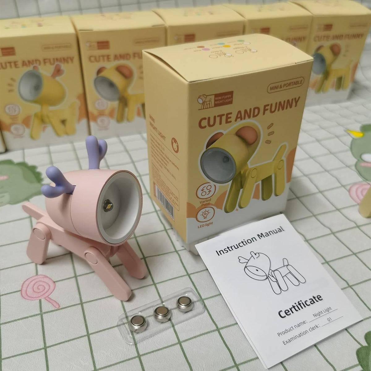 Cute Night Light for Kids, Mini Led Table Desk Lamp, Decorative Lamp Indoor Nightstand, Animal Pet Nightlights, Christmas Decorate Birthday Gifts for Children, Students (1 x Pink Deer)