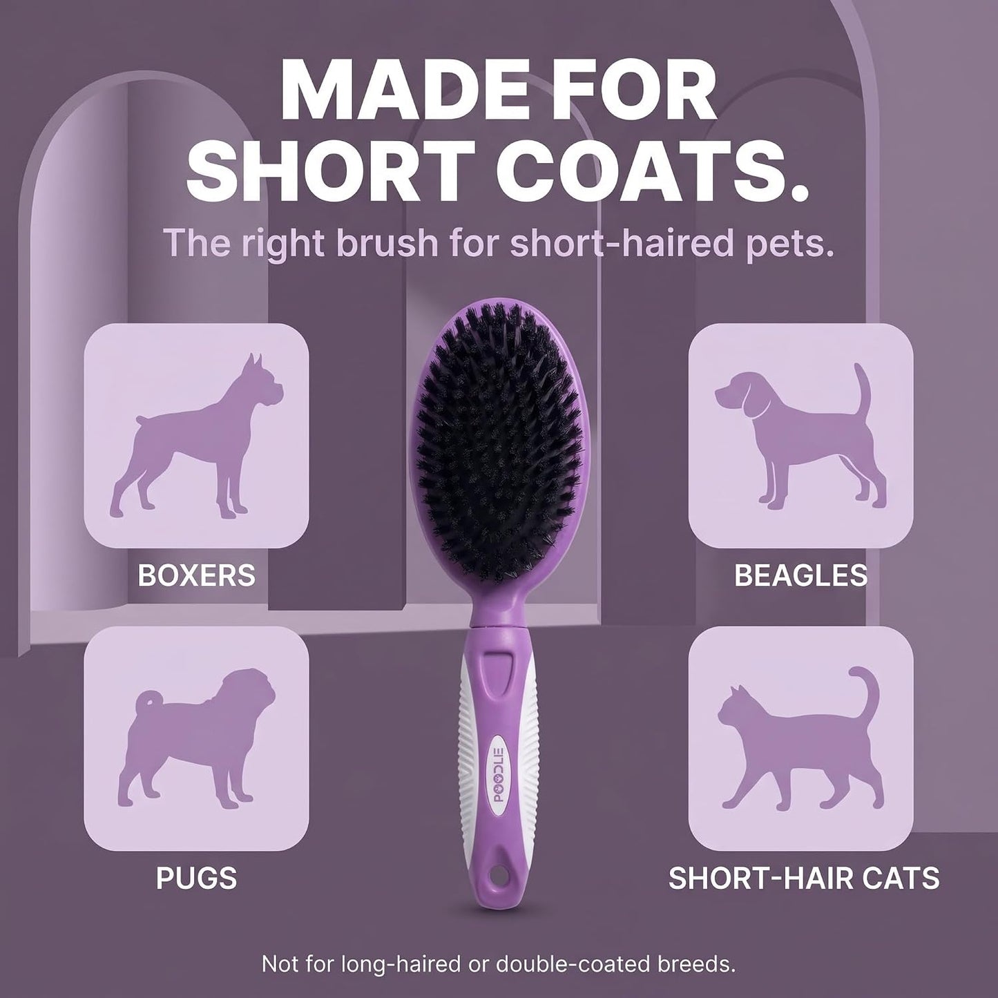 Soft Bristle Dog Brush For Short Haired Cats Or Dogs - Firm Bristles To Remove Dust, Dirt, And Loose Fur - Hook And Rubber Handle