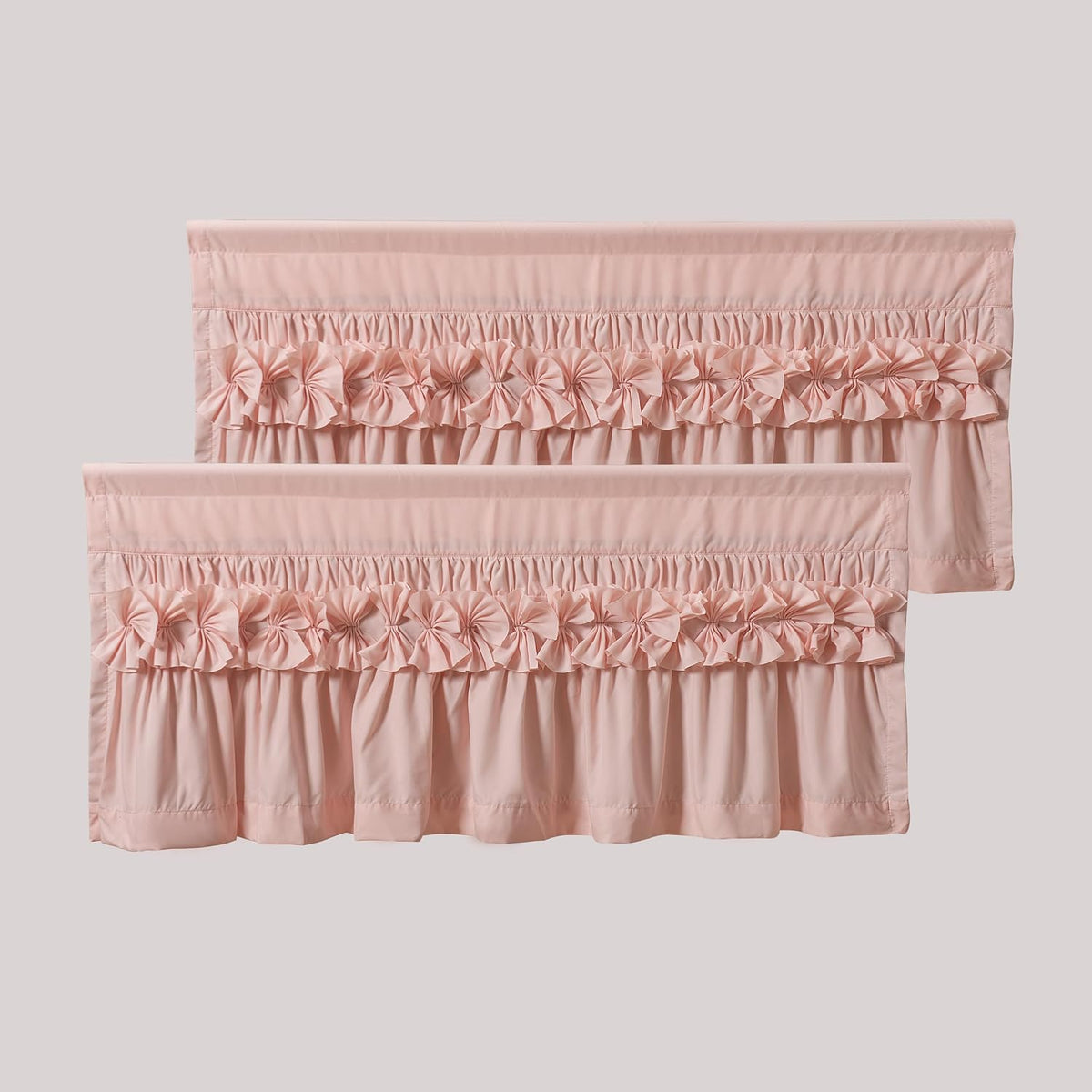 2 Pack Peach Ruffle Handcrafted Window Valances, 42"x18"
