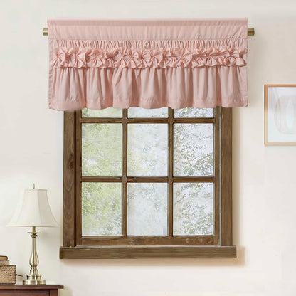 2 Pack Peach Ruffle Handcrafted Window Valances, 42"x18"
