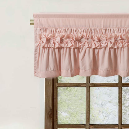 2 Pack Peach Ruffle Handcrafted Window Valances, 42"x18"