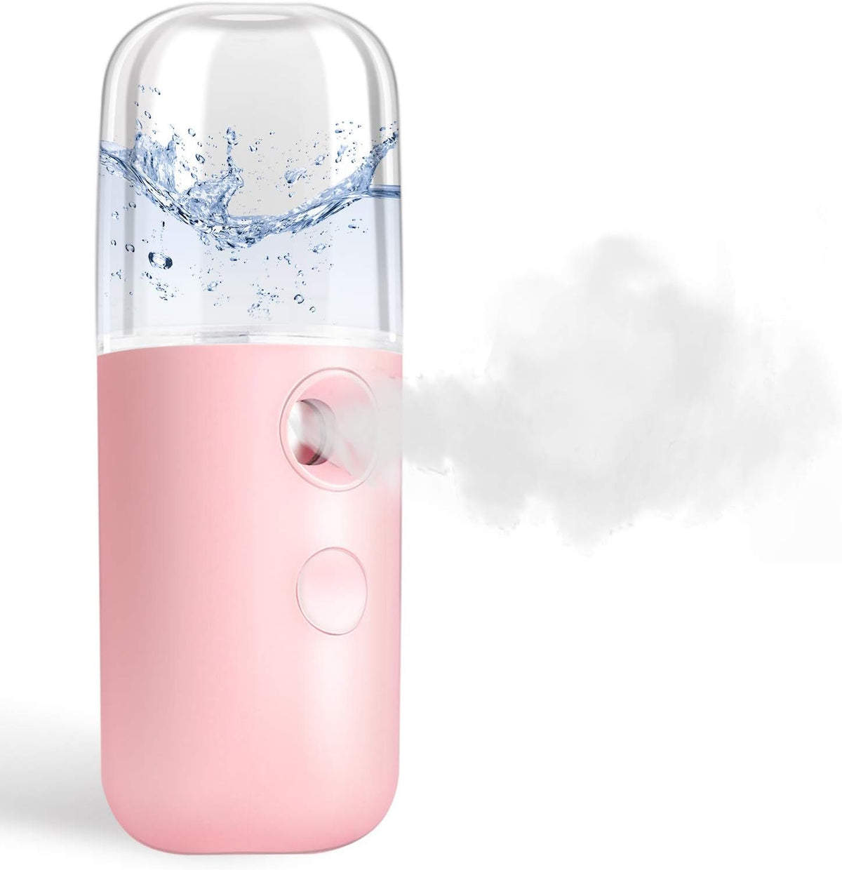 Nano Facial Steamer, Handy Mini Mister, USB Rechargeable Mist Sprayer, 30ml Visual Water Tank Moisturizing&Hydrating for Face, Daily Makeup, Skin Care, Eyelash Extensions-Pink