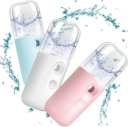 Nano Facial Steamer, Handy Mini Mister, USB Rechargeable Mist Sprayer, 30ml Visual Water Tank Moisturizing&Hydrating for Face, Daily Makeup, Skin Care, Eyelash Extensions-Pink