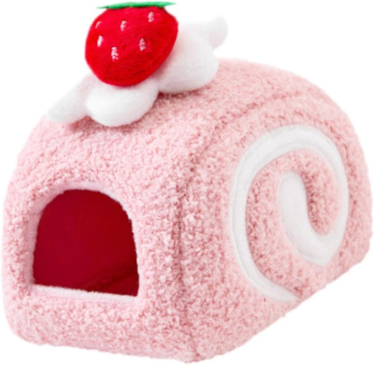 Hamster Bed, Guinea Pig Cave Bed, Soft Winter Comfortable Hamster Sleeping Nest Habitat for Ferret Chinchilla Small Pets, Pink