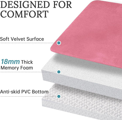3-Piece Memory Foam Bathroom Rug Set, Pink