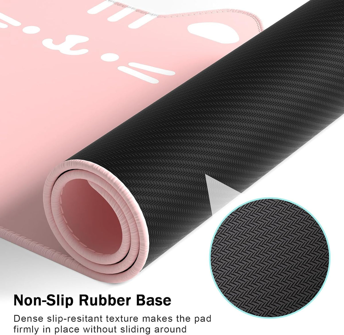 Large Gaming Mouse Pad, Extended Mouse Mat with Stitched Edges, Cute Anime Cat Keyboard Pad with Non-Slip Base, Big XXL Desk Mats for Gamer, Computer, Office Accessories, 29.5 x 15.9in, Pink