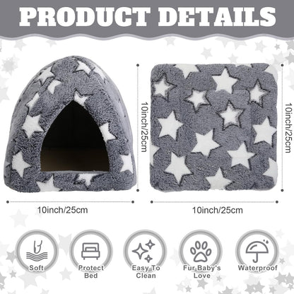 Guinea Pig Hideout Bed Self Warming Pet Mat Cozy Chinchilla Rabbit House Cave Accessories for Bunny Small Animal Hideout Bed with Star Pattern Hedgehog Ferret Soft Guinea Pig House