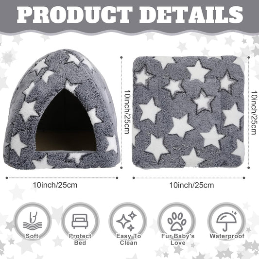 Guinea Pig Hideout Bed Self Warming Pet Mat Cozy Chinchilla Rabbit House Cave Accessories for Bunny Small Animal Hideout Bed with Star Pattern Hedgehog Ferret Soft Guinea Pig House