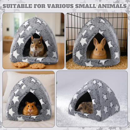 Guinea Pig Hideout Bed Self Warming Pet Mat Cozy Chinchilla Rabbit House Cave Accessories for Bunny Small Animal Hideout Bed with Star Pattern Hedgehog Ferret Soft Guinea Pig House