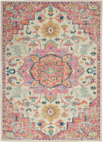 Passion Ivory Pink 3'9" x 5'9" Area Rug - Easy Clean, Non Shedding, Bed Room, Living Room, Dining Room, Kitchen (4' x 6')