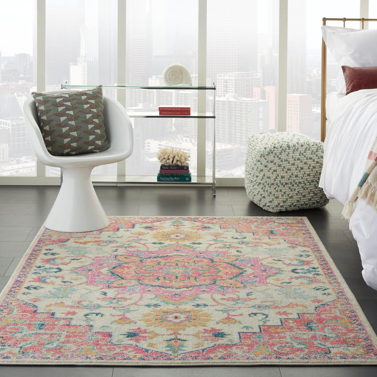 Passion Ivory Pink 3'9" x 5'9" Area Rug - Easy Clean, Non Shedding, Bed Room, Living Room, Dining Room, Kitchen (4' x 6')