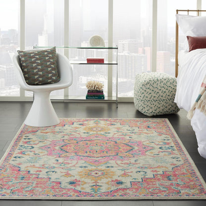 Passion Ivory Pink 3'9" x 5'9" Area Rug - Easy Clean, Non Shedding, Bed Room, Living Room, Dining Room, Kitchen (4' x 6')