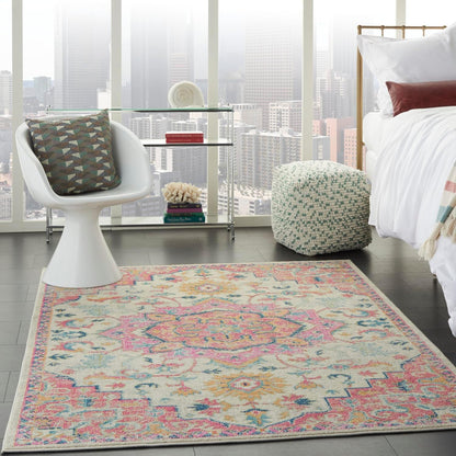 Passion Ivory Pink 3'9" x 5'9" Area Rug - Easy Clean, Non Shedding, Bed Room, Living Room, Dining Room, Kitchen (4' x 6')