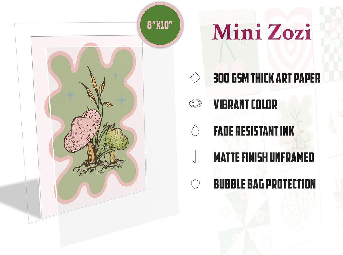 Danish Pastel Posters 8x10 9pcs Aesthetic Room Decor Green Pink