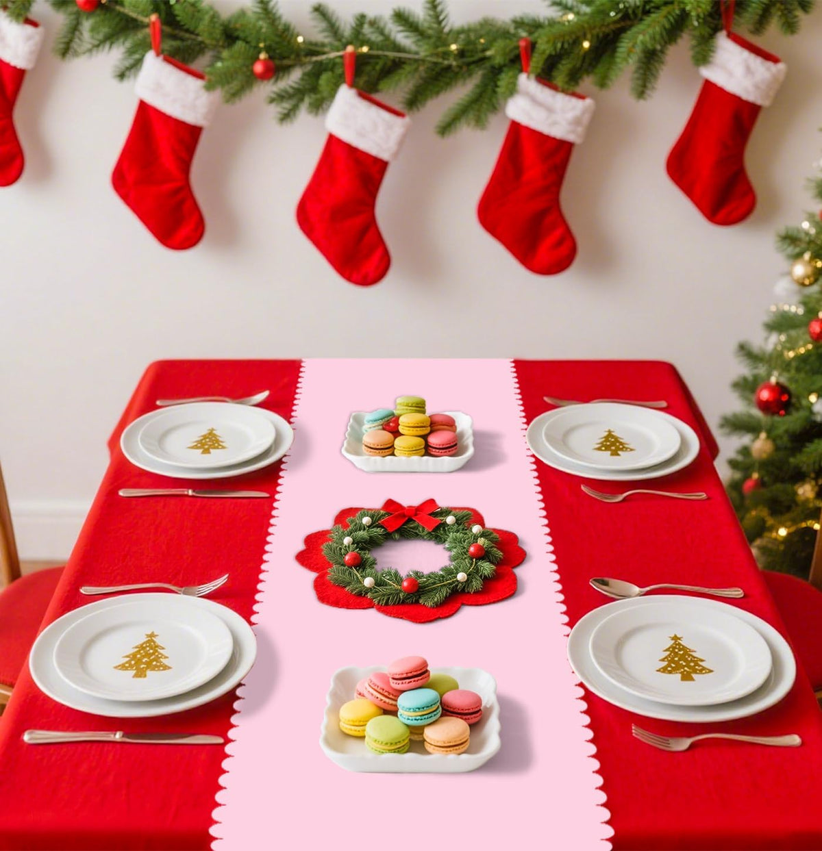 6 Pcs Light Pink Scalloped Table Runner Plastic 14 x 108 Inch Disposable Pink Runner for Table Wedding Baby Shower Birthday Party Decorations Scalloped Table Runner