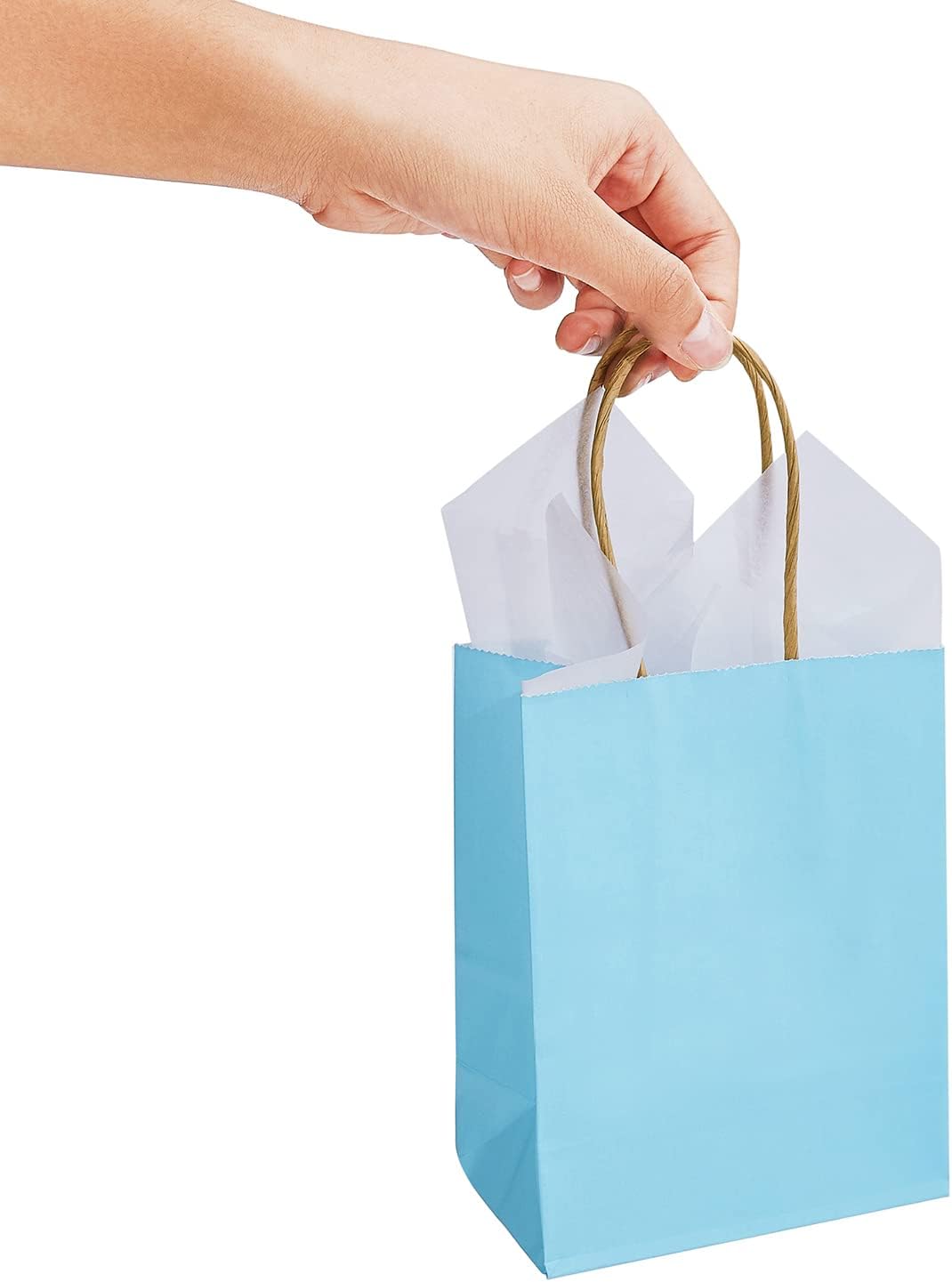 DjinnGlory 60 Pack Tiny Mini Rainbow Assorted Paper Bags with Handles 6.3x4.7x2.75 Inch for Birthday Baby Shower Easter Party Goodies, Christmas Gifts, Small Boutique (Pink, Blue, Green, Purple)