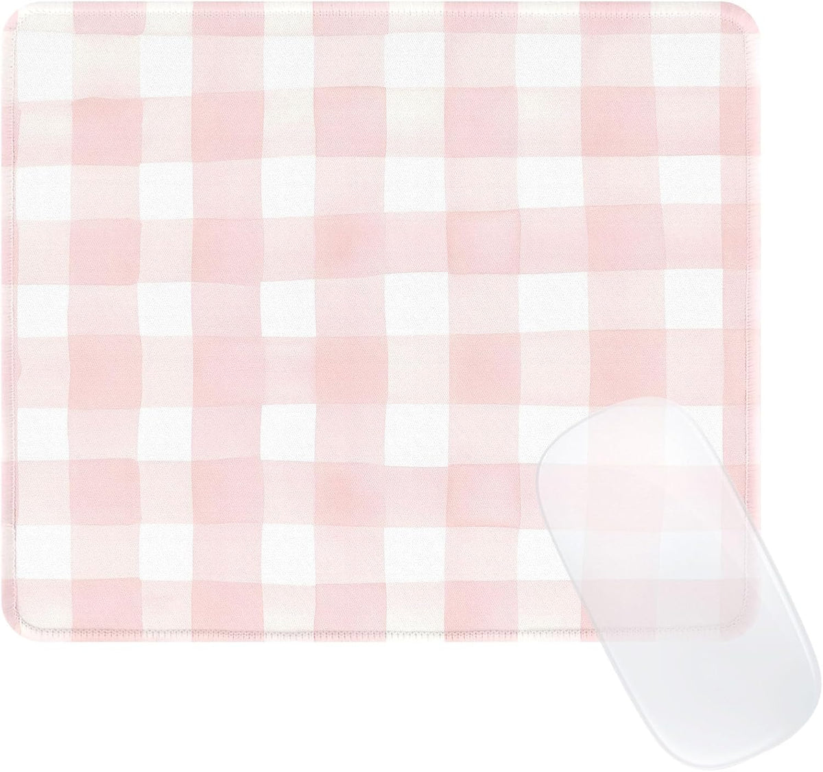 Cute Pink Mouse Pad,Retro Checkered Pattern Mousepad,Square Aesthetic Plaid Waterproof Grid Mouse Mat Design, Non-Slip Rubber Base Computer Funny Boho Mouse Pads, Desk Accessories,Light Pink