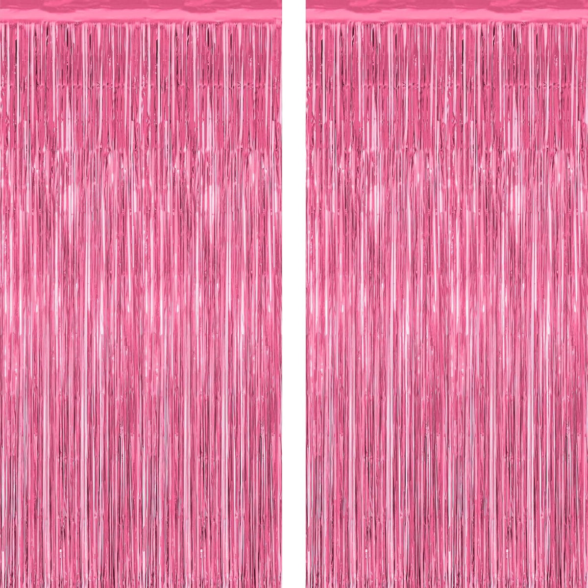 2 Pack Pink Party Decorations, 3.28 FT x 7.05 FT Pink Backdrop, Metallic Tinsel Backdrop Fringe Curtains Backdrop Curtains, Photo Backdrop Party Supplies Birthday Party Decorationsay Party Decorations