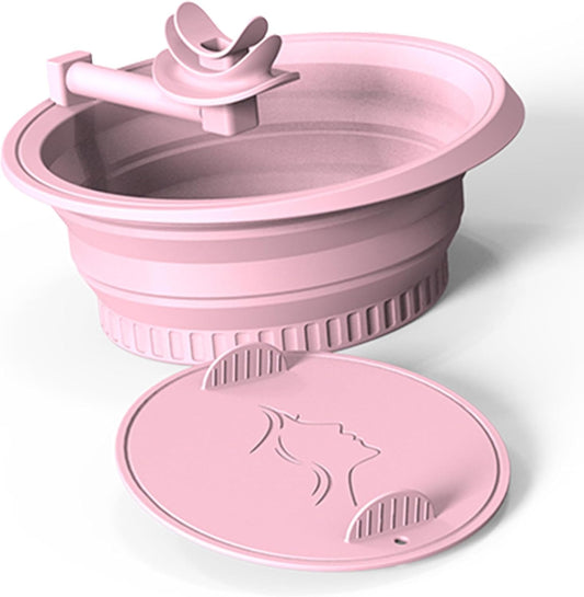 Face Ice Bath Bowl with Breathing Tube - Silicone Ice Bowl for Face Cold Plunge Tub, Portable Face Tub for Ice Bath, Skin Tightening and Depuffing Skincare Tool (Pink)